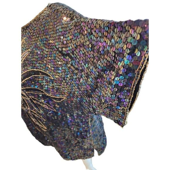 Vintage 80s Beaded Sequined Sequins Top Blouse Size 20 Batwing Sleeve Era Tour - Picture 4 of 6